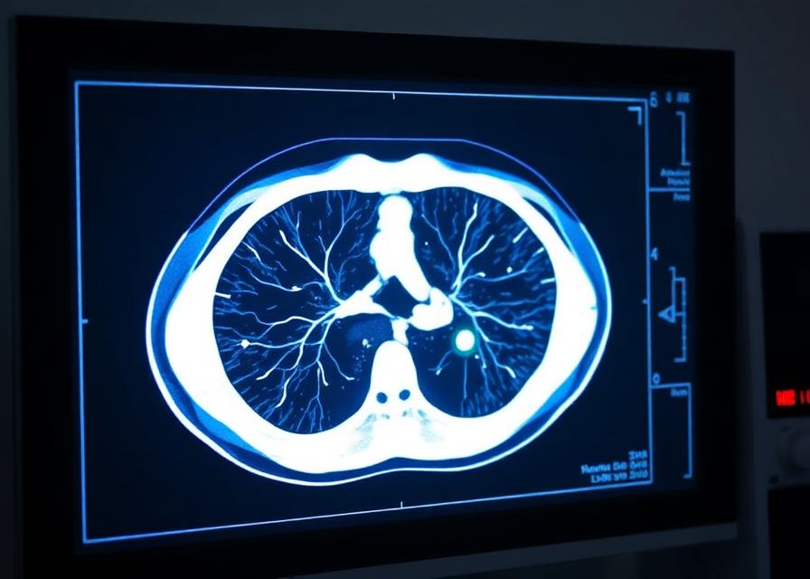 Tomografia de tórax com nódulo pulmonar